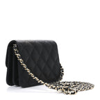 Caviar Quilted Mini Ribbon Wallet On Chain WOC Black
