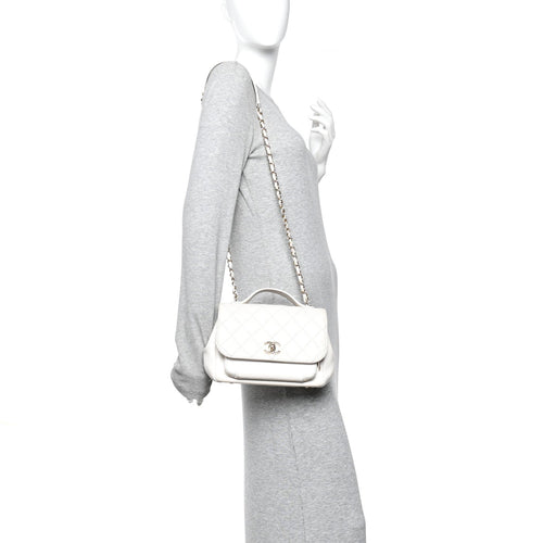 Caviar Quilted Medium Business Affinity Flap White