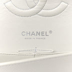 Caviar Quilted Medium Double Flap White