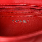Lambskin Quilted Mini Rectangular Flap Dark Red