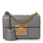 Guccissima Small Padlock Shoulder Bag Grey