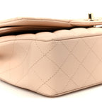 Caviar Quilted Medium Double Flap Light Beige
