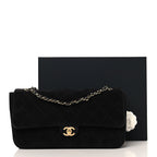 Suede Calfskin Small Souplissimo Maxi Flap Black
