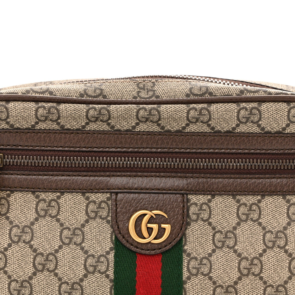 Soft GG Supreme Monogram Medium Ophidia Belt Bag Dark Brown