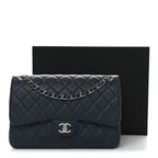 Caviar Quilted Jumbo Double Flap Blue