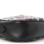 Calfskin Matelasse GucciGhost Small GG Marmont Chain Shoulder Bag  Black Hibiscus Red