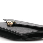 Grained Calfskin Quilted Cuba Wallet On Chain WOC Black