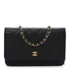 Caviar Quilted Wallet on Chain WOC Black