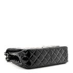 Patent Quilted Jumbo Double Flap Black