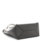 Shiny Calfskin Mini Puzzle Fold Tote Pearl Grey Dark Grey