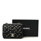 Lambskin Quilted Mini Square Flap Black