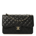 Caviar Quilted Jumbo Double Flap Black