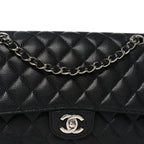Caviar Quilted Medium Double Flap Black