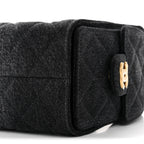 Washed Denim Quilted Mini Chanel 25 Handbag Black