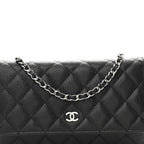 Caviar Quilted Wallet on Chain WOC Black