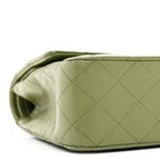 Lambskin Quilted Medium Double Flap Green