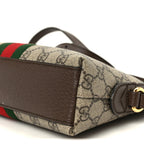GG Supreme Monogram Textured Dollar Calfskin Web Small Ophidia Dome Shoulder Bag Beige Ebony New Acero