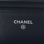 Patent Quilted Wallet On Chain WOC Navy Blue