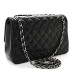 Lambskin Quilted Jumbo Double Flap Black