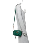 Calfskin Matelasse Small GG Marmont Chain Shoulder Bag Emerald Green