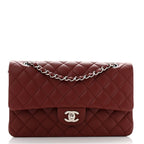 Lambskin Quilted Medium Double Flap Burgundy