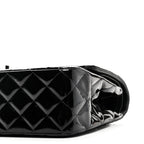 Patent Quilted Jumbo Double Flap Black