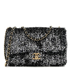 Sequin Quilted Small Single Flap Black White Grey