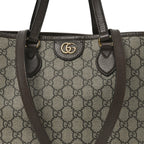 GG Supreme Monogram Textured Calfskin Small Ophidia Shoulder Tote Bag Beige Ebony New Acero