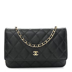 Caviar Quilted Wallet on Chain WOC Black