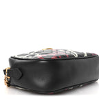Calfskin Matelasse GucciGhost Small GG Marmont Chain Shoulder Bag  Black Hibiscus Red