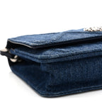 Denim Quilted Chanel 19 Wallet On Chain WOC Blue