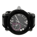 Stainless Steel Rubber Diamond Pink Sapphire 38mm Happy Sport Apple Quartz Watch Black