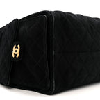 Suede Quilted Medium Chanel 25 Handbag Black