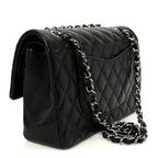 Lambskin Quilted Medium Double Flap Black