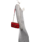 Calfskin Matelasse Small GG Marmont Shoulder Bag Hibiscus Red