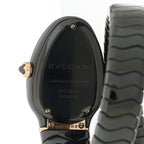 18K Rose Gold Ceramic Diamond Bezel 35mm Serpenti Tubogas Quartz Watch Black