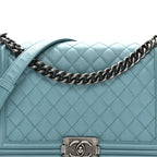 Calfskin Quilted New Medium Boy Flap Blue