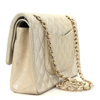 Metallic Canvas Quilted Medium Double Flap Light Gold