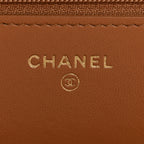 Lambskin Quilted Chanel 19 Wallet On Chain WOC Brown
