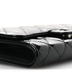 Patent Quilted Wallet On Removable Chain WOC Black