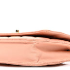 Lambskin Quilted CC Pearl Crush Wallet on Chain WOC Light Orange