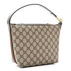 GG Supreme Monogram Textured Calfskin Web Super Mini Ophidia Shoulder Bag Beige Ebony New Acero