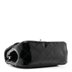 Patent Calfskin Quilted Mini Square Flap Black