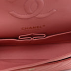 Caviar Flat Chevron Quilted Medium Double Flap Pink