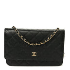 Caviar Quilted Wallet on Chain WOC Black