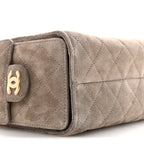 Suede Quilted Mini Chanel 25 Handbag Dark Grey