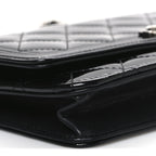 Patent Calfskin Quilted Boy Wallet On Chain WOC Black