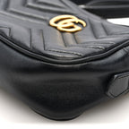 Calfskin Matelasse Mini GG Marmont Chain Shoulder Bag Black