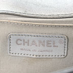 Metallic Lambskin Glass Pearl Embroidered Medium Boy Flap  Silver
