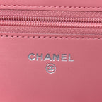 Lambskin Camellia Embossed Wallet on Chain WOC Pink